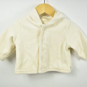 Soft velour cream hooded jacket
